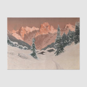 Sunset in the Kaisertal, Snowy Mountain, Decoupage Tissue Paper