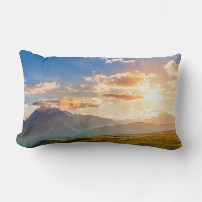 Sunset in the Mountains Lumbar Pillow (Front)
