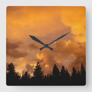Sunset in the Sierras Square Wall Clock