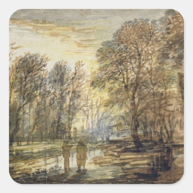 Sunset in the Wood Square Sticker (Front)