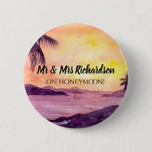 Sunset in Tropics by Farida Greenfield 2 Inch Round Button