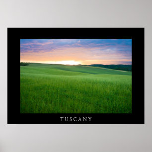 Sunset in Tuscany black border poster print