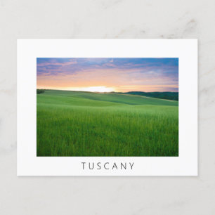 Sunset in Tuscany white border text postcard