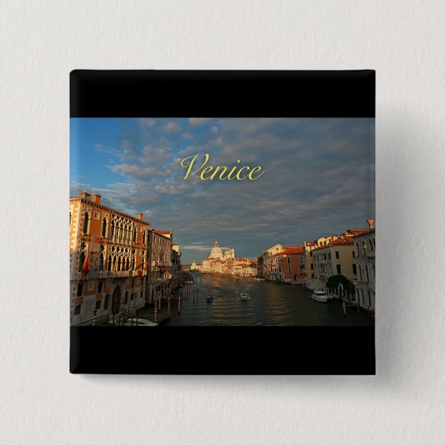 Sunset in Venice Italy 2 Inch Square Button (Front)