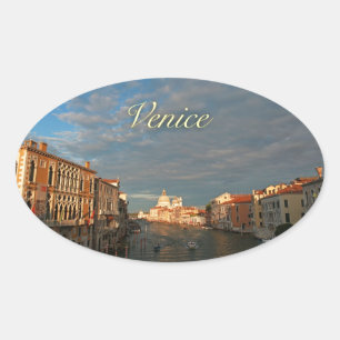 Sunset in Venice Italy Oval Sticker