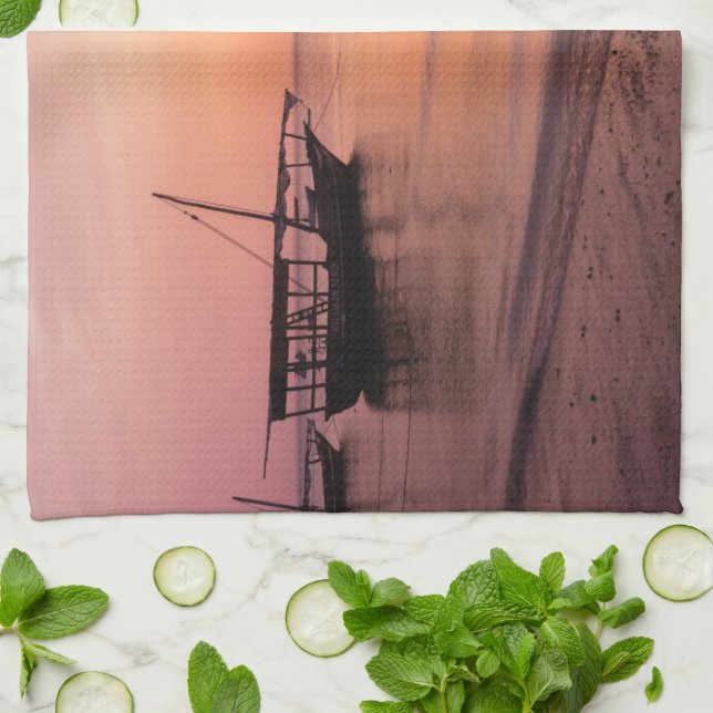 Sunset in Zanzibar Kitchen Towel (Folded)