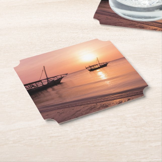 Sunset in Zanzibar Paper Coaster (Angled)