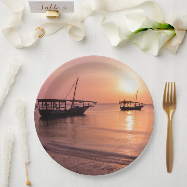Sunset in Zanzibar Paper Plate (Wedding)