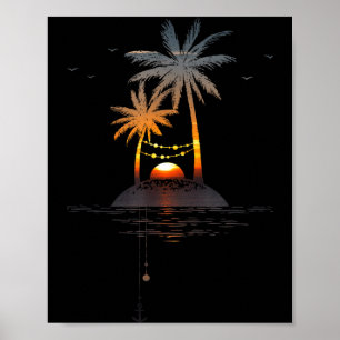 Sunset island glow vacation mood poster