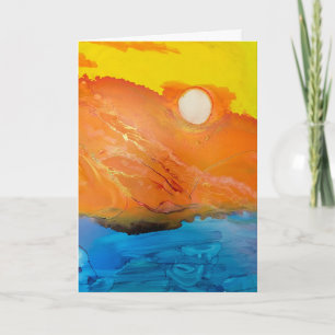 Sunset Island Ink Blank Greeting Card –