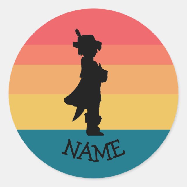 Sunset Jolly Roger Boy Pirate  Classic Round Sticker (Front)