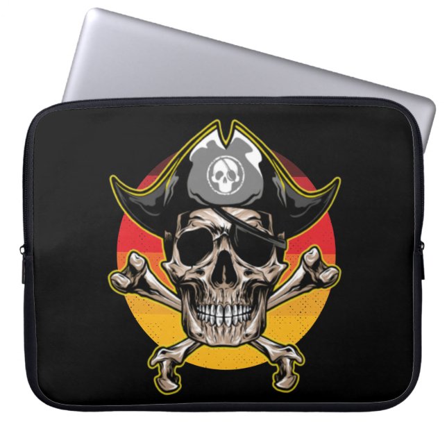 Sunset Jolly Roger Skull  Laptop Sleeve (Front)