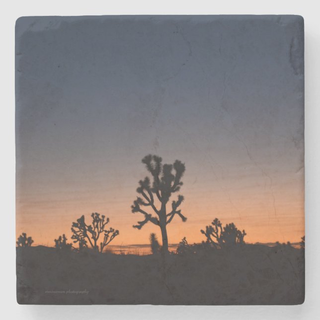 Sunset Joshua Trees Stone Coaster (Front)