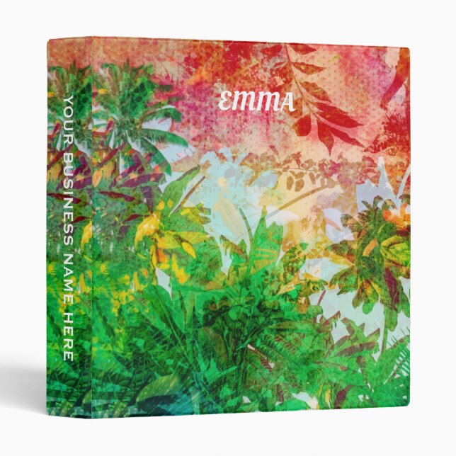 Sunset Jungle Tropical Palm Leaves Binder (Front/Spine)