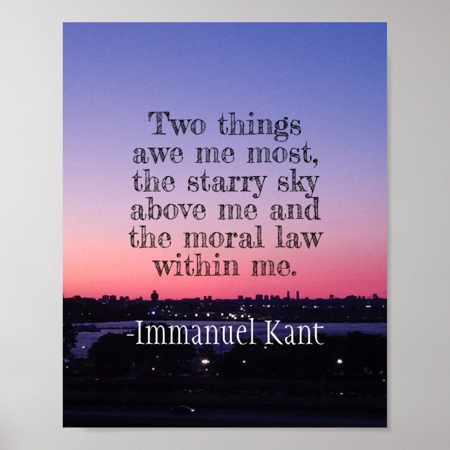 Sunset Kant Motivational Quote Awe Poster (Front)