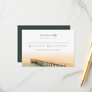 Sunset Key West Pier Watercolor Wedding RSVP Card