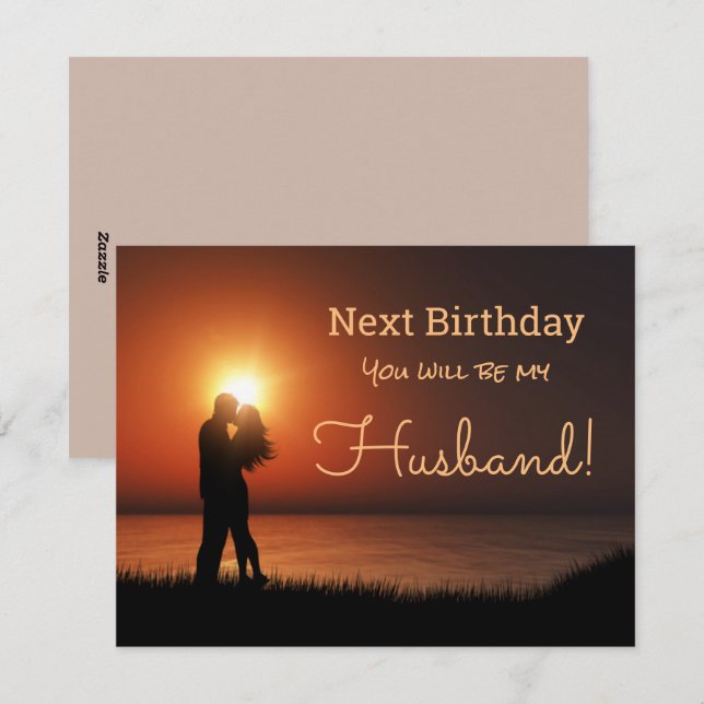 Sunset Kiss Happy Birthday Future Husband Holiday Card (Front/Back)