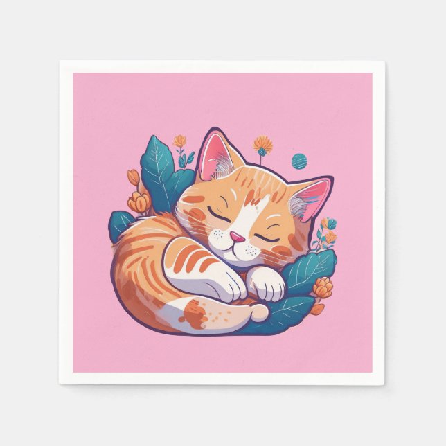 Sunset Kitty Napkin (Front)