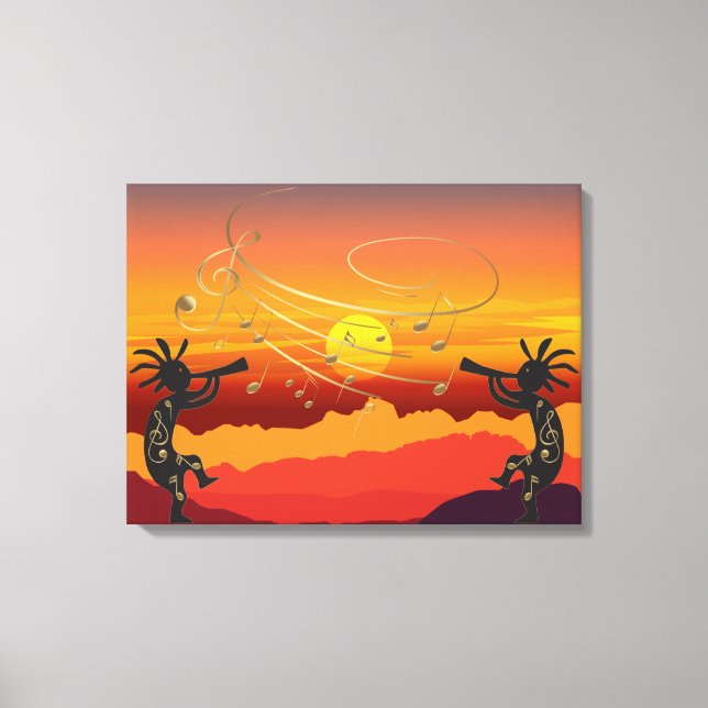  Sunset Kokopelli and Music Canvas Print (Front)