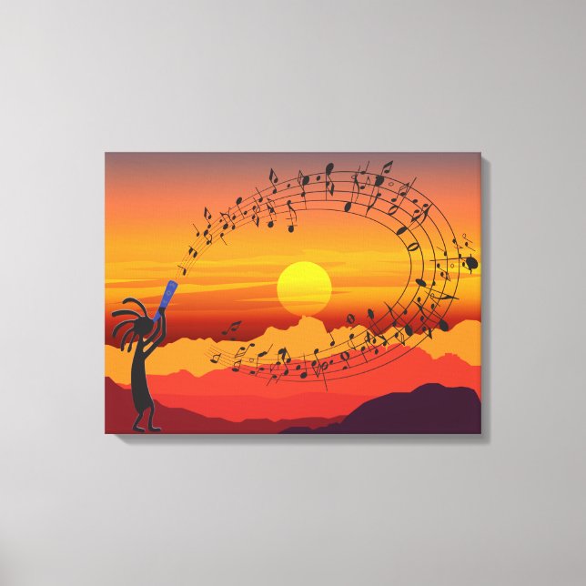 Sunset Kokopelli et toile de musique (Recto)