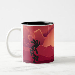 Sunset Kokopelli Two-Tone Coffee Mug