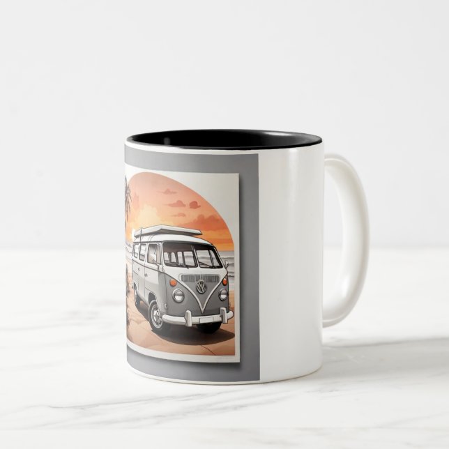"Sunset Kombi Beach Mug - Coastal Adventure Cup" (Devant droit)