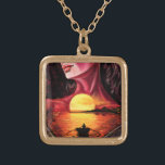 Sunset Lady Necklace<br><div class="desc">Necklaces with Romantic Sunset Womanl - Love Dreams - MIGNED Painting Art - Choose / Add Your Unique Text / Name / Colour - Make Your Special Necklace Gift - Resize and move or remove and add elements / text with customization tool ! Painting and Design by MIGNED. Please see...</div>
