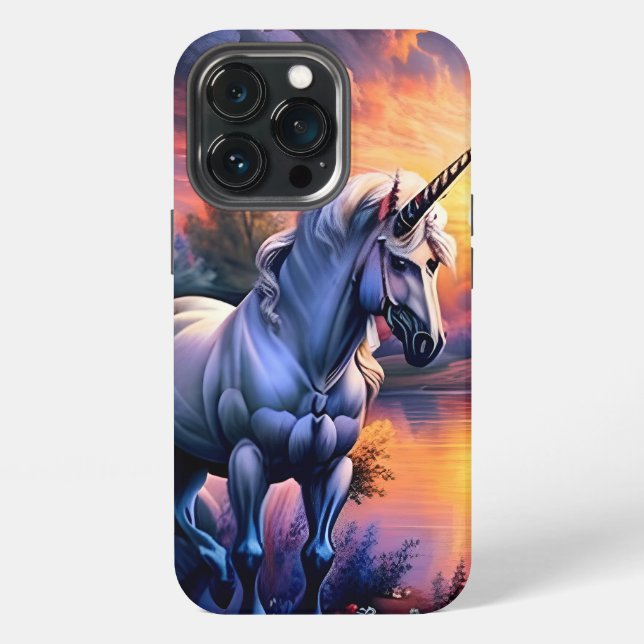 Sunset Lake River Unicorn Seven iPhone Case (Back)