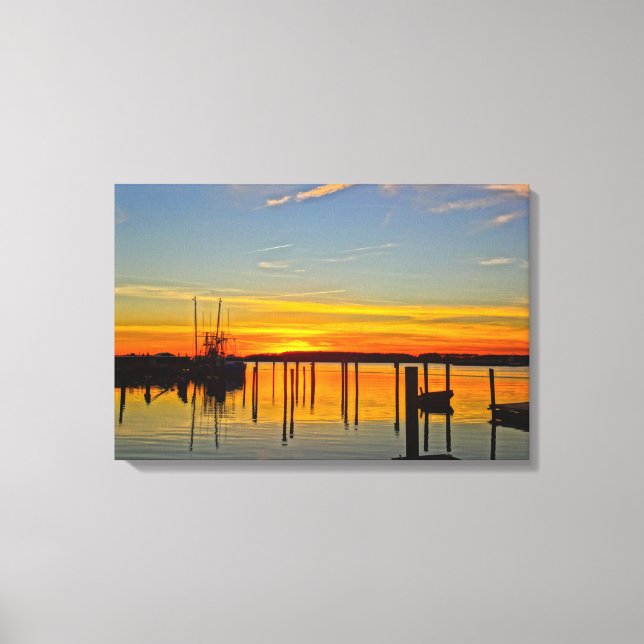 Sunset Landing Skull Creek Boathouse Hilton Head Canvas Print (Front)