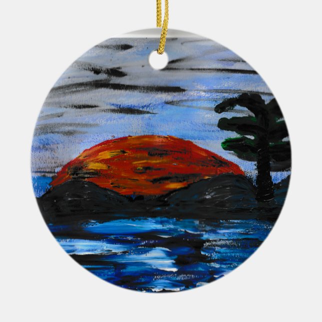 Sunset Landscape  Ceramic Ornament (Front)