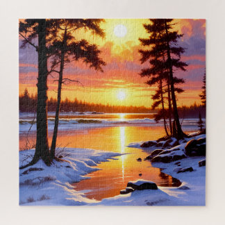 sunset landscape painting jigsaw puzzle