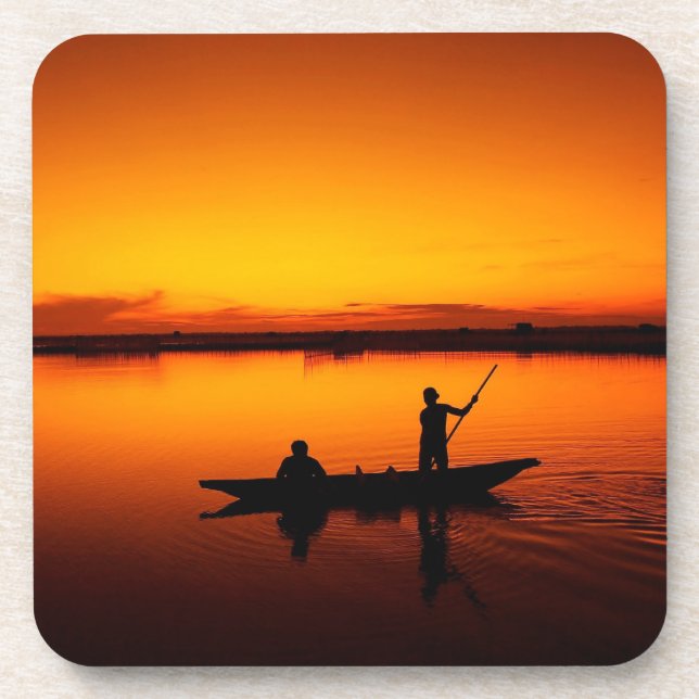 Sunset Landscape with A Boat-68465 Coaster (Front)