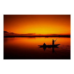 Sunset Landscape with A Boat-68465 Poster