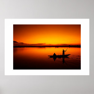 Sunset Landscape with A Boat-68465 Poster