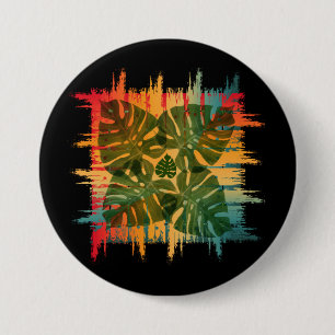 SUNSET LEAFY TROPICAL 3 INCH ROUND BUTTON