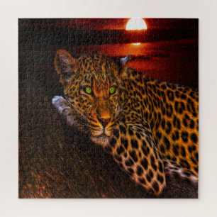 Sunset Leopard Jigsaw Puzzle