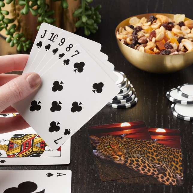 Sunset Leopard Playing Cards (In Situ)
