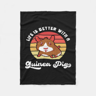 Sunset Life Better With A Guinea Pig   Cute Pet Fleece Blanket