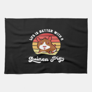 Sunset Life Better With A Guinea Pig Cute Pet Kitchen Towel