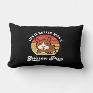 Sunset Life Better With A Guinea Pig   Cute Pet Lumbar Pillow