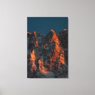 Sunset light on majestic mountains canvas print
