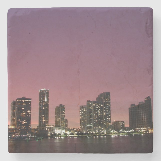 Sunset light over Miami after a storm Stone Coaster (Front)