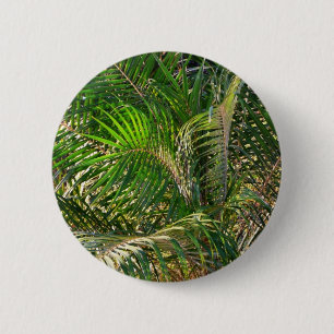 Sunset Lit Palm Fronds Tropical 2 Inch Round Button