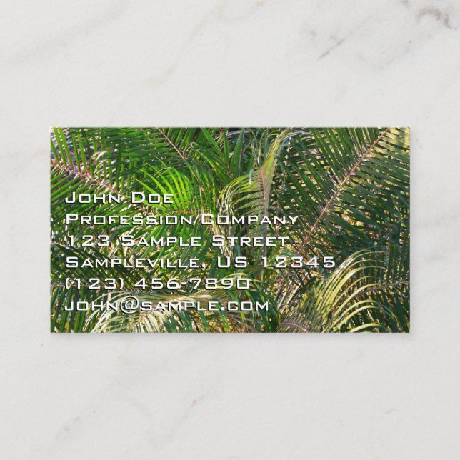 Sunset Lit Palm Fronds Tropical Business Card (Front)