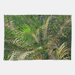 Sunset Lit Palm Fronds Tropical Kitchen Towel