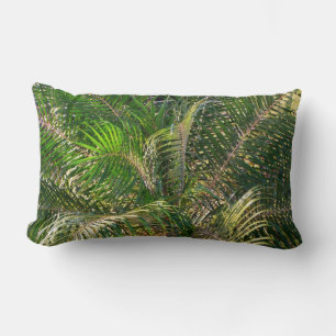 Sunset Lit Palm Fronds Tropical Lumbar Pillow
