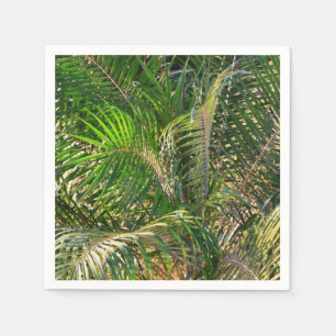Sunset Lit Palm Fronds Tropical Napkin