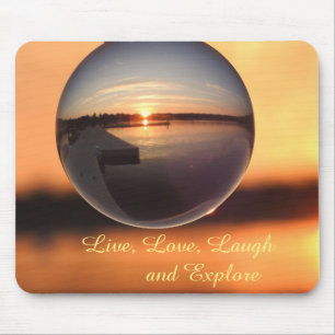 Sunset Live Laugh Love Crystal Ball Mouse Pad