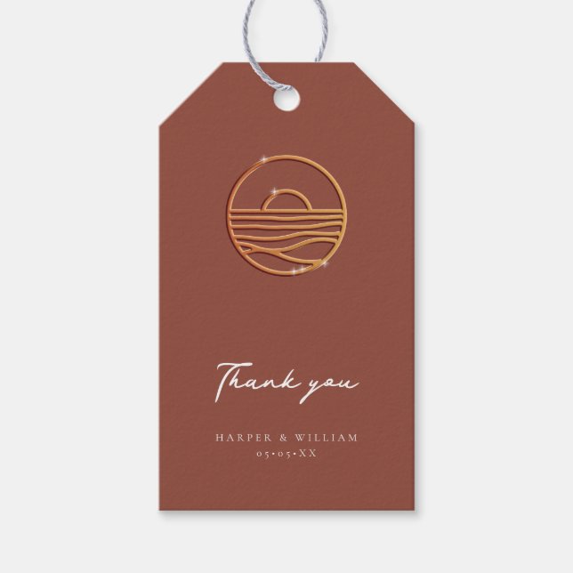 sunset logo terracotta thank you  gift tags (Front)