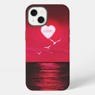Sunset Love - Romantic Black Red - Add Your Name iPhone 13 Case